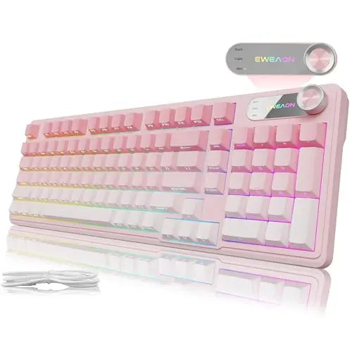 EWEADN V102 Wired Keyboard 98 Keys Creamy Gaming Keyboard RGB Silent Wired Cute Mechanical Computer Keyboard for Laptop PC Gamer