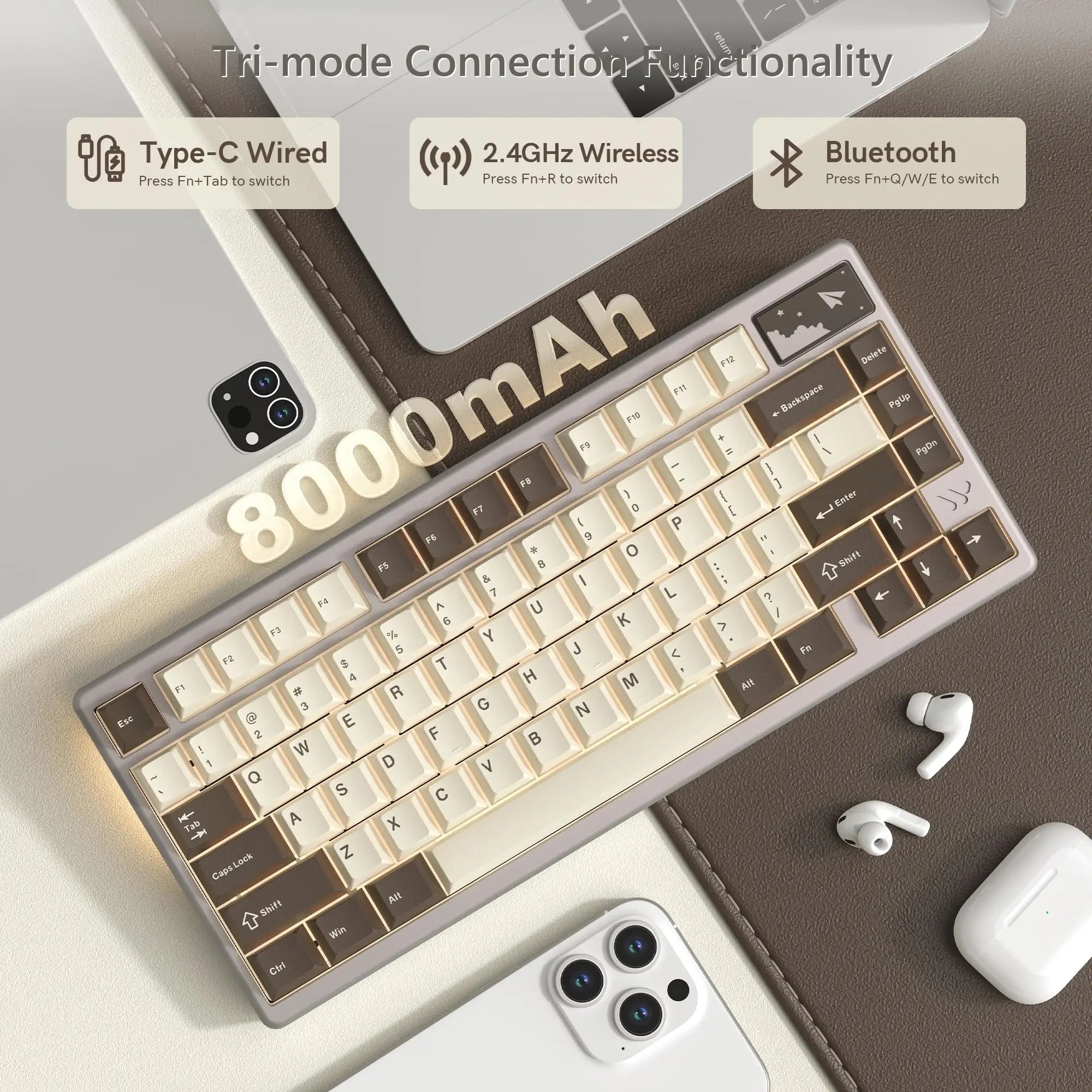 Womier SK71Pro Wireless Mechanical Keyboard QMK/VIA Programmable Tri-Mode Bluetooth/2.4G/USB-C Hot-Swappable RGB Gaming Keyboard