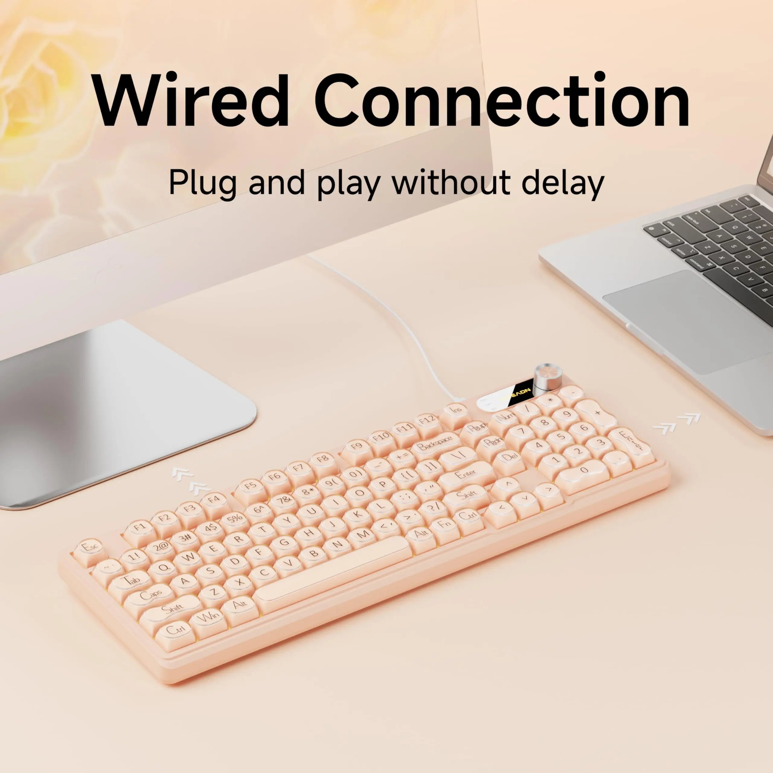 EWEADN V102 Wired Keyboard 98 Keys Creamy Gaming Keyboard RGB Silent Wired Cute Mechanical Computer Keyboard for Laptop PC Gamer